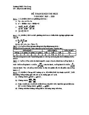 Đề tham khảo kiểm tra học kì II môn Toán Lớp 8 - Năm học 2019-2020 - Trường THCS Văn Lang